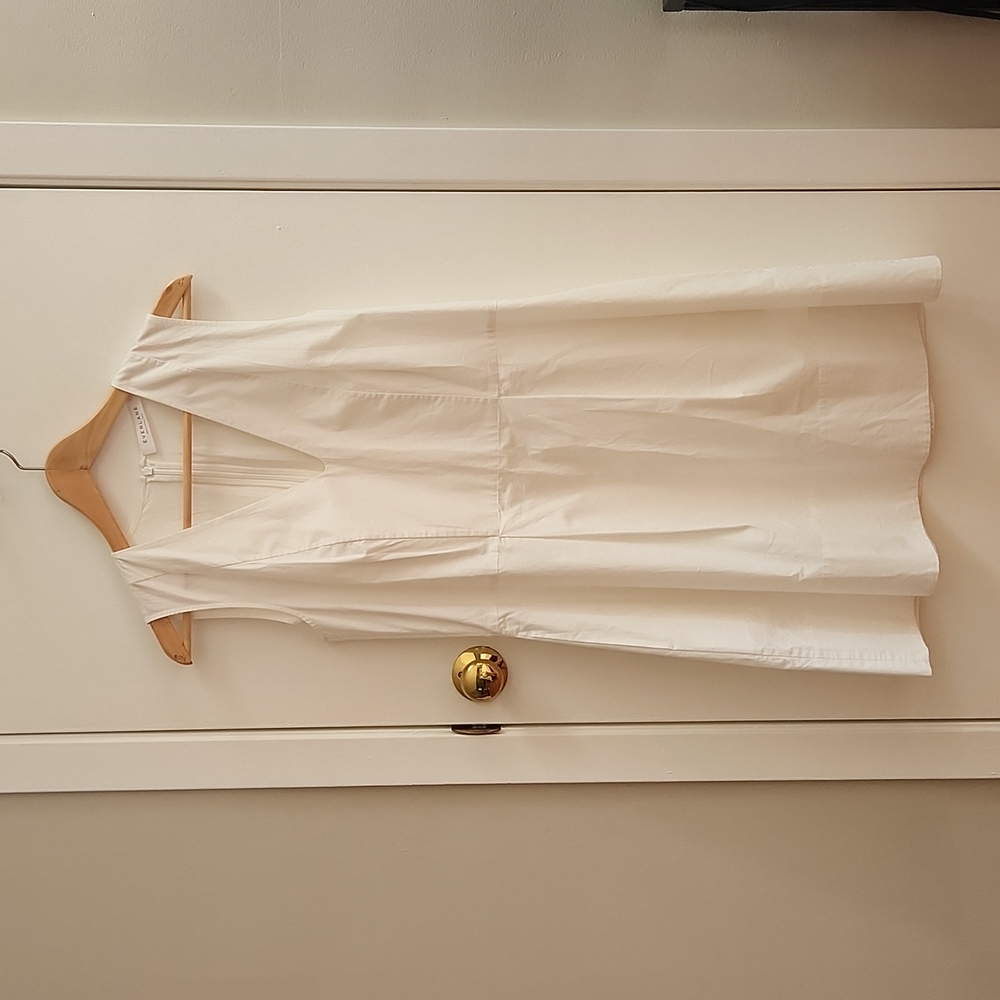 EVERLANE White Poplin Sleeveless Flare Dress